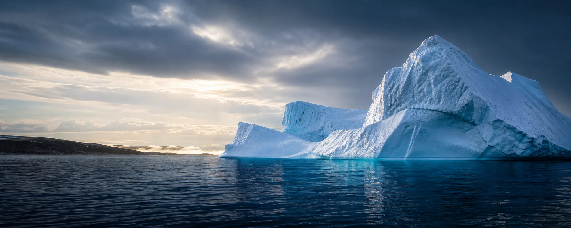 Icebergs in cold North Atlantic waters